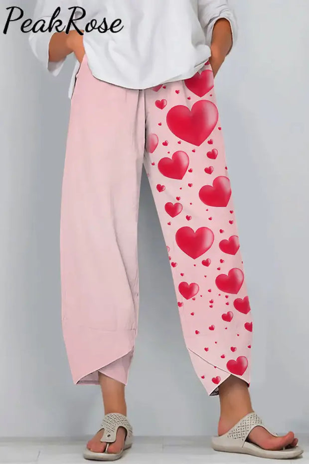 Love Heart-Shaped Polka Print Casual Pants Casual Pant