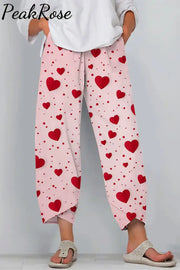 Love Heart-Shaped Polka Print Casual Pants Casual Pant