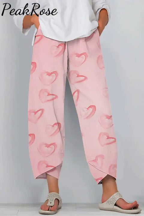 Love Heart-Shaped Print Casual Pants Casual Pant