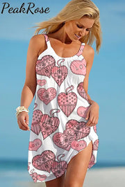 Love Heart-Shaped Print Sleeveless Dress S