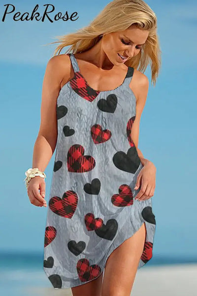 Love Heart Sleeveless Dress S / Grey