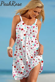 Love Heart Sleeveless Dress S / White