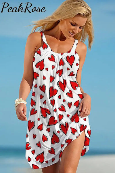 Love Heart Sleeveless Dress S / White