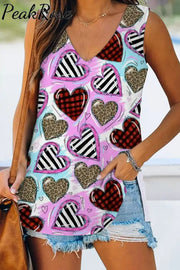 Valentine's Day Love Heart  V-neck Tank