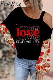 Love Is All You Need One Shoulder Long Sleeve Blouse