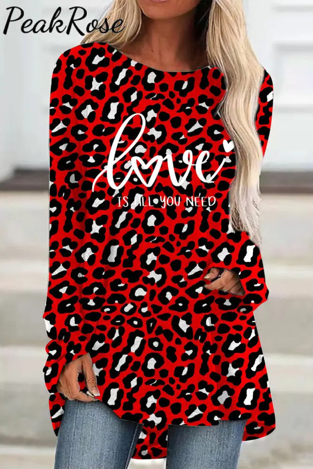 Love Is All You Need Red Leopard Loose Tunic