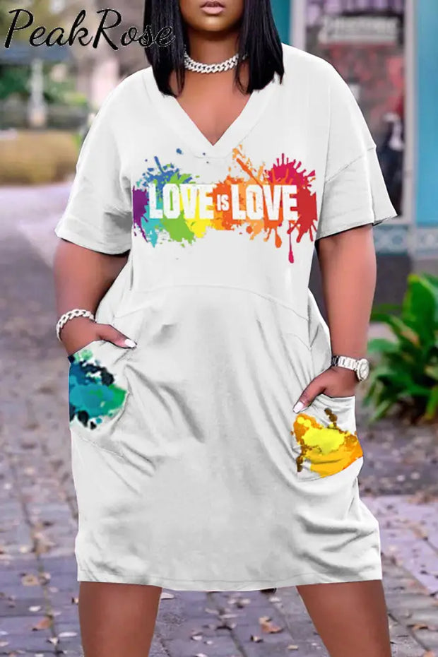 Love Is Rainbow Plus-Size Dress With Pockets Xl / Photo Color Plus Size Dresses