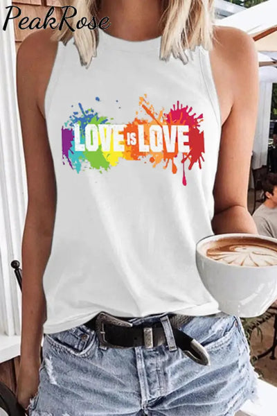 Love Is Rainbow Tank Top S / White