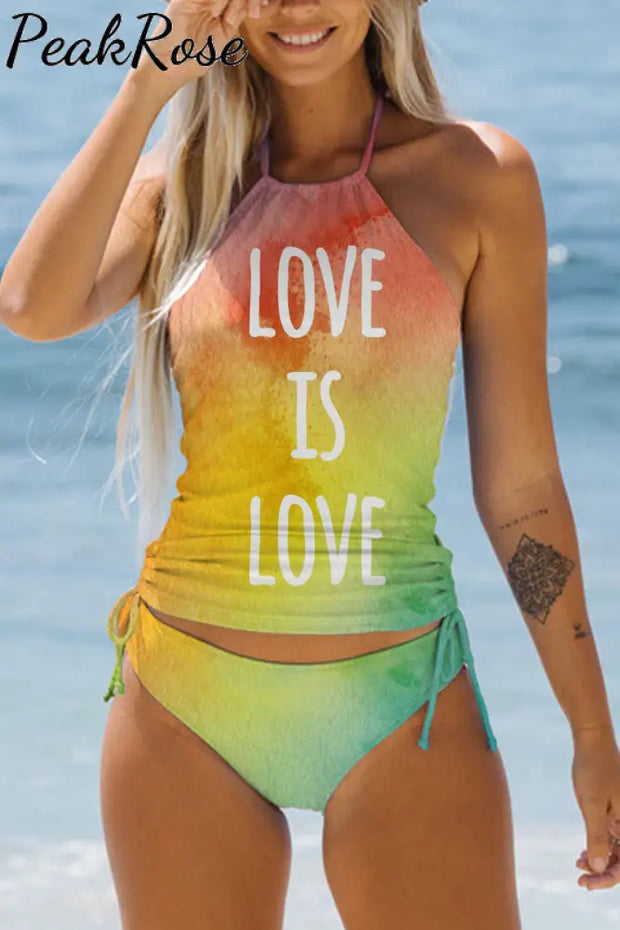 Love Is Rainbow Tie Dye Bikini Swimsuit S /