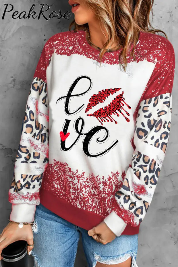 Love Leopard Lips Print Sweatshirt