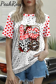 Love Leopard Lips Print T-Shirt T-Shirt