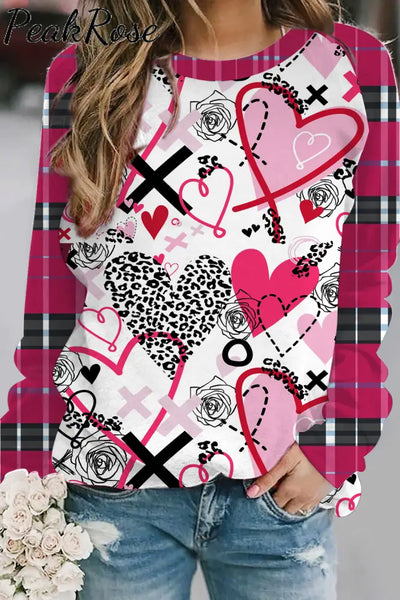 Love Leopard Plaid Graffiti Pattern Sweatshirt S / Photo Color