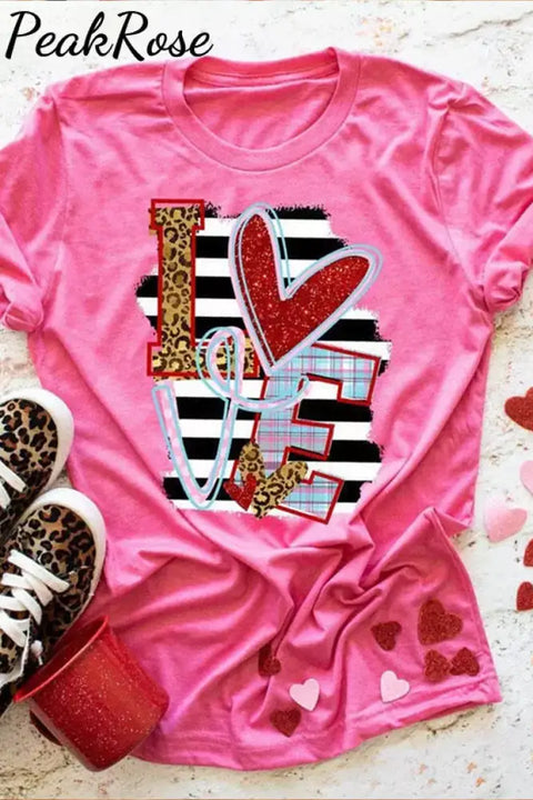 Love Leopard Striped Plaid Glitter T-Shirt T-Shirt