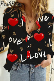 Love Letter Long Sleeve Shirt S / Black Women