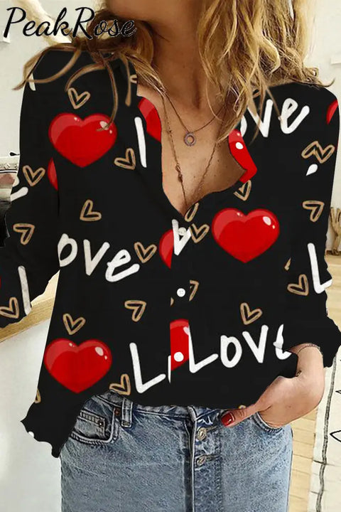 Love Letter Long Sleeve Shirt S / Black Women