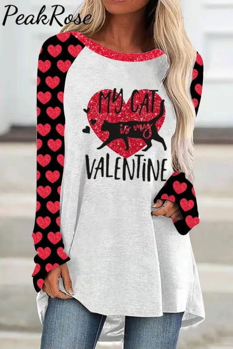 Love My Cat Is Valentine Loose Tunic S / White