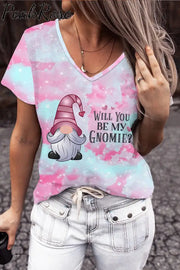 Love My Gnome V-Neck T-Shirt S / Pink T-Shirt