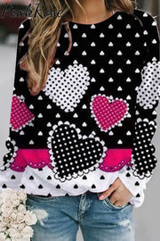 Love Polka Dots Heart Sweatshirt S / Black