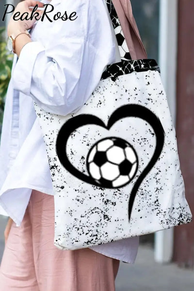 Love Soccer Print Tote Bag