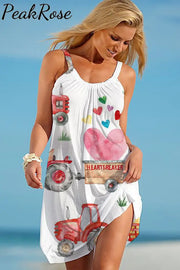 Love Tractors Beach Sleeveless Dress S / White