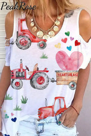 Love Tractors Cold Shoulder T-Shirt S / White