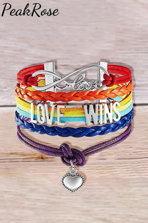 Love Wins Rainbow Heart Bracelet One-Size Bracelets