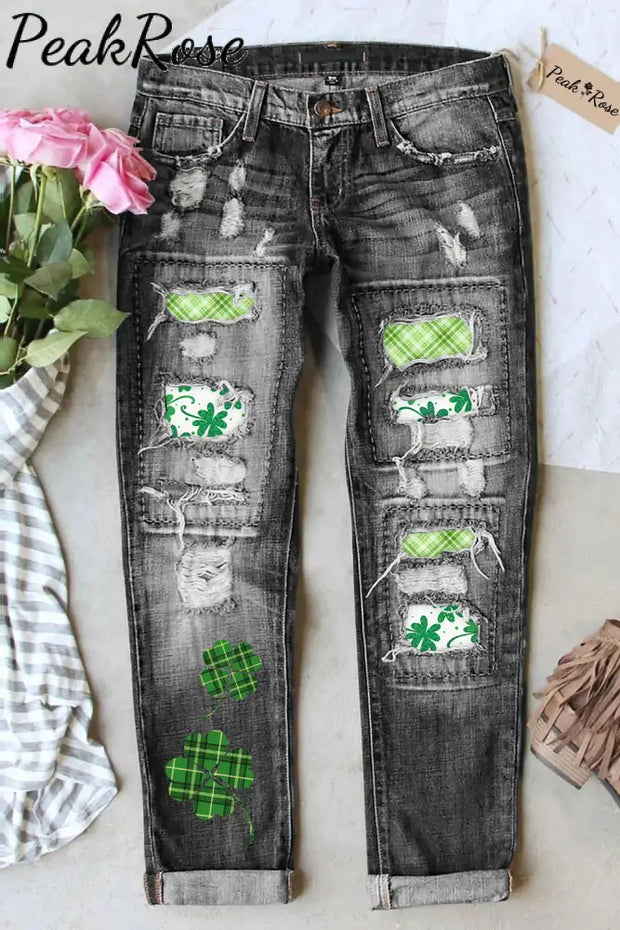 Luck Of Spring Garden Shamrock Bouquet Jeans