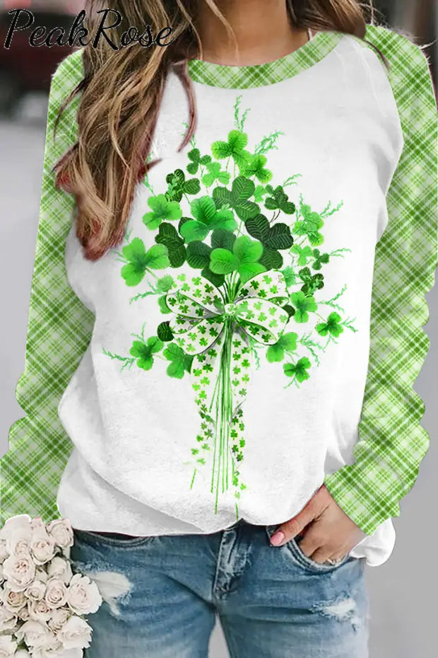 Luck Of Spring Garden Shamrock Bouquet Sweatshirt