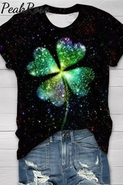 Lucky Gemstone Diamond Heart Shamrock Casual T-Shirt T-Shirt