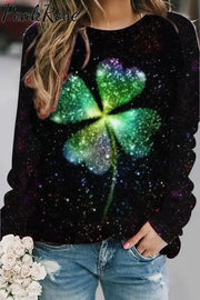 Lucky Gemstone Diamond Heart Shamrock Sweatshirt