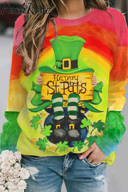 Lucky Shamrock Rainbow St.patricks Day Sweatshirt