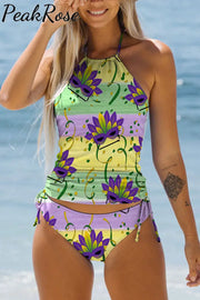 Mardi Gras Beach Bikini Swimsuit S / Picture Color