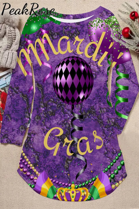 Mardi Gras Beads Carnival Print Loose Tunic