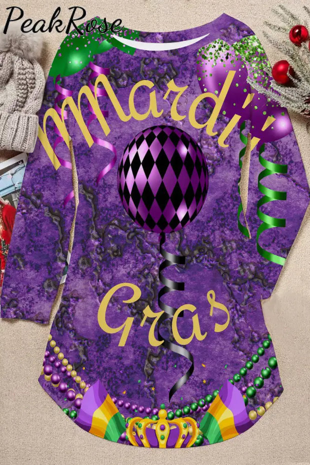 Mardi Gras Beads Carnival Print Loose Tunic