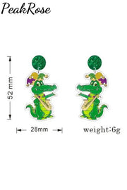 Mardi Gras Carnival Cute Creative Styling Resin Earrings One-Size / Crocodile