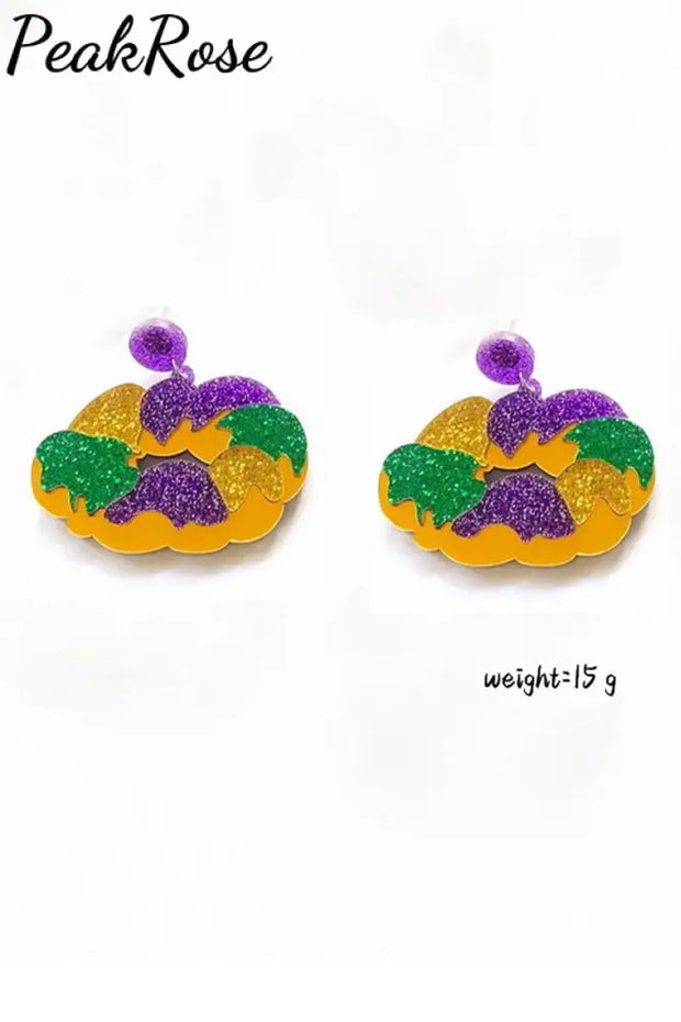 Mardi Gras Carnival Cute Creative Styling Resin Earrings One-Size / Donut