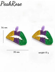 Mardi Gras Carnival Cute Creative Styling Resin Earrings One-Size / Lips