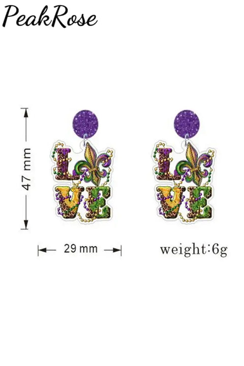 Mardi Gras Carnival Cute Creative Styling Resin Earrings One-Size / Love