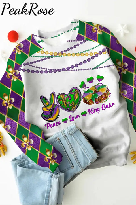 Mardi Gras Decoration Mask Beads Geometry Sweatshirt