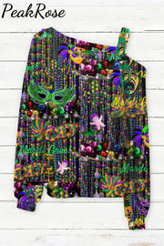 Mardi Gras Decoration Mask Off Shoulder Blouse