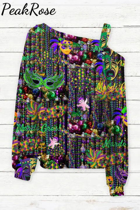 Mardi Gras Decoration Mask Off Shoulder Blouse