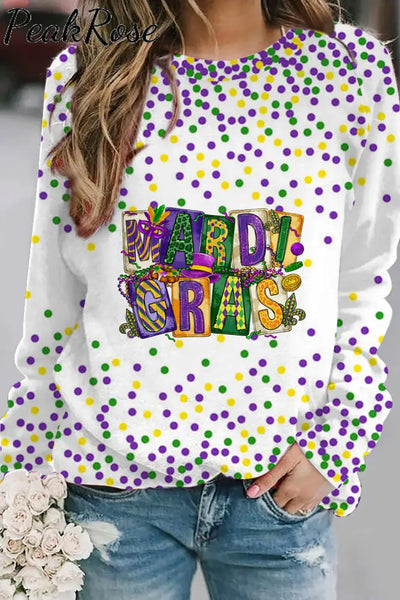 Mardi Gras Fleur De Lis Coloured Dots Sweatshirt S / Multicolor