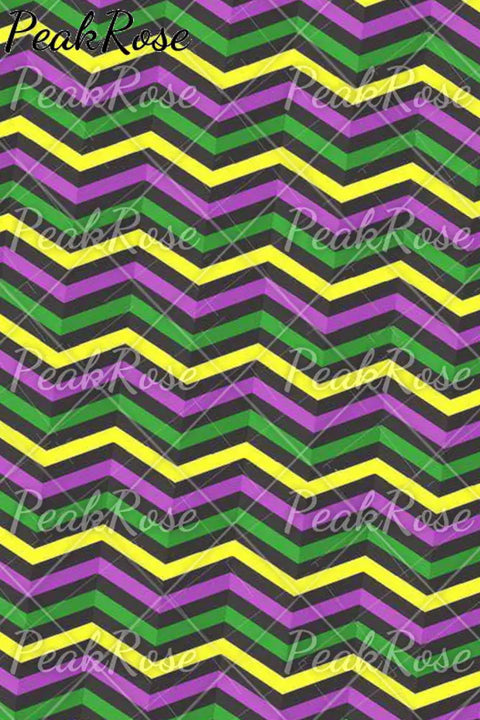 Mardi Gras Geometric Pattern With Zigzag Stripes Print Off-Shoulder Blouse