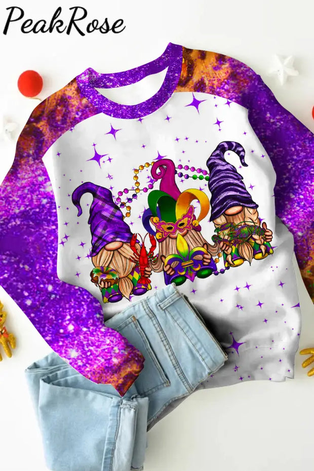 Mardi Gras Gnomies Celebrate Sweatshirt