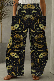 Mardi Gras Golden Mask Party Loose Pockets Pants Pocket