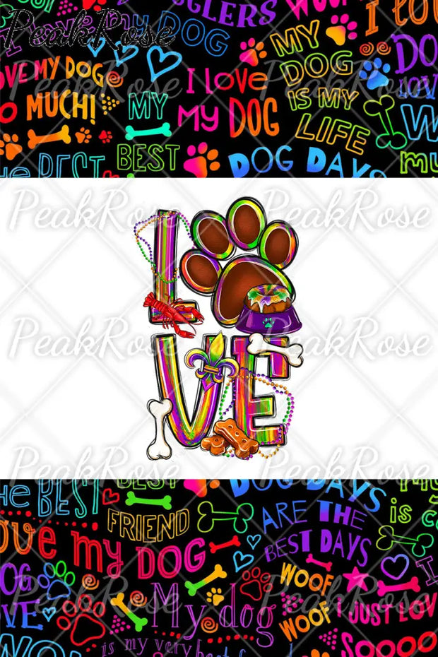 Mardi Gras Love Dog Colorful Pattern Denim Jeans