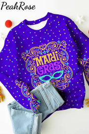 Mardi Gras Mask Floral Font Purple Sweatshirt