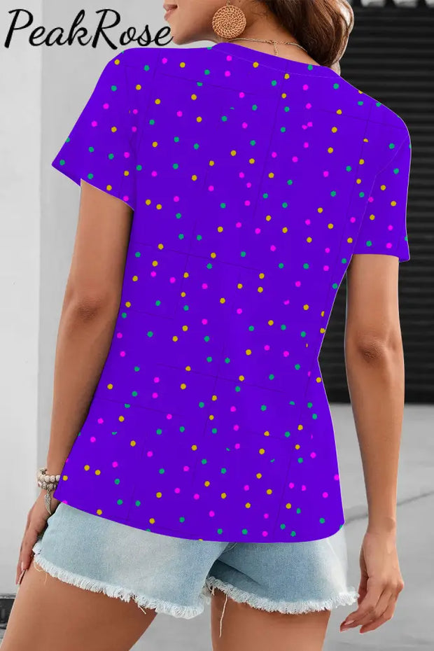 Mardi Gras Mask Floral Font Purple T-Shirt T-Shirt