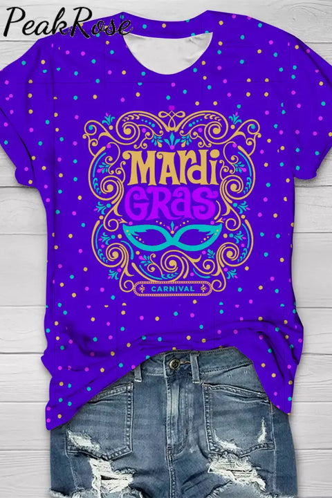 Mardi Gras Mask Floral Font Purple T-Shirt T-Shirt