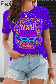 Mardi Gras Mask Floral Font Purple T-Shirt / S T-Shirt